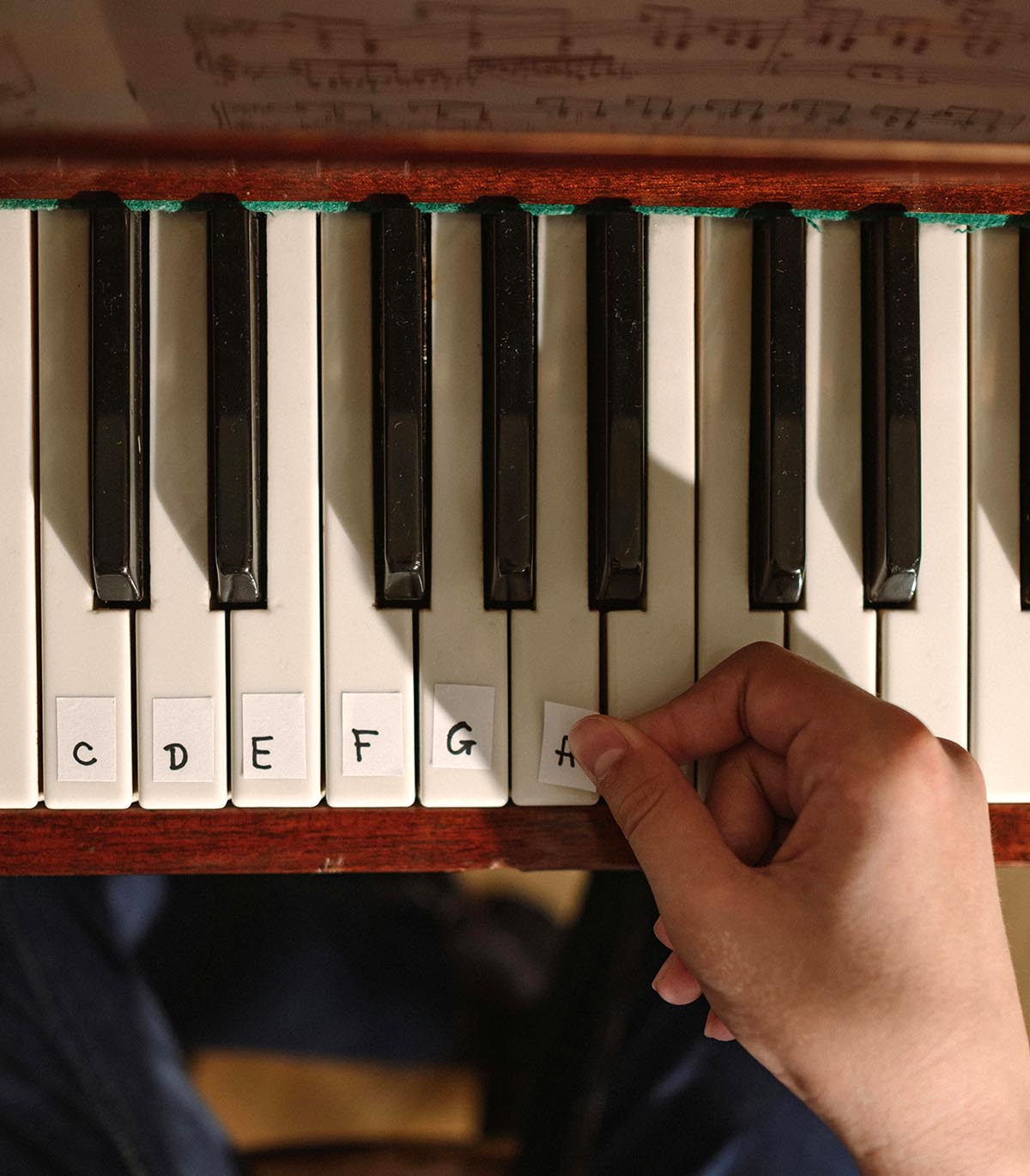 A student labels their piano, example image